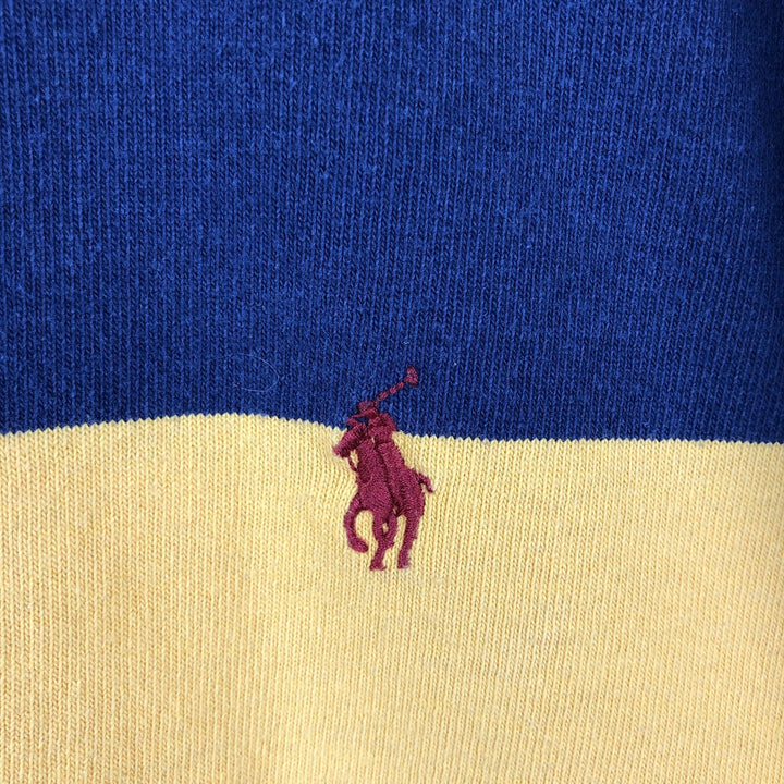 Ralph Lauren POLO RALPH LAUREN Striped Pattern Short-Sleeve Rugby Shirt, Men's Size XXL (approx.) cotton yellow type Vintage Second Hand
