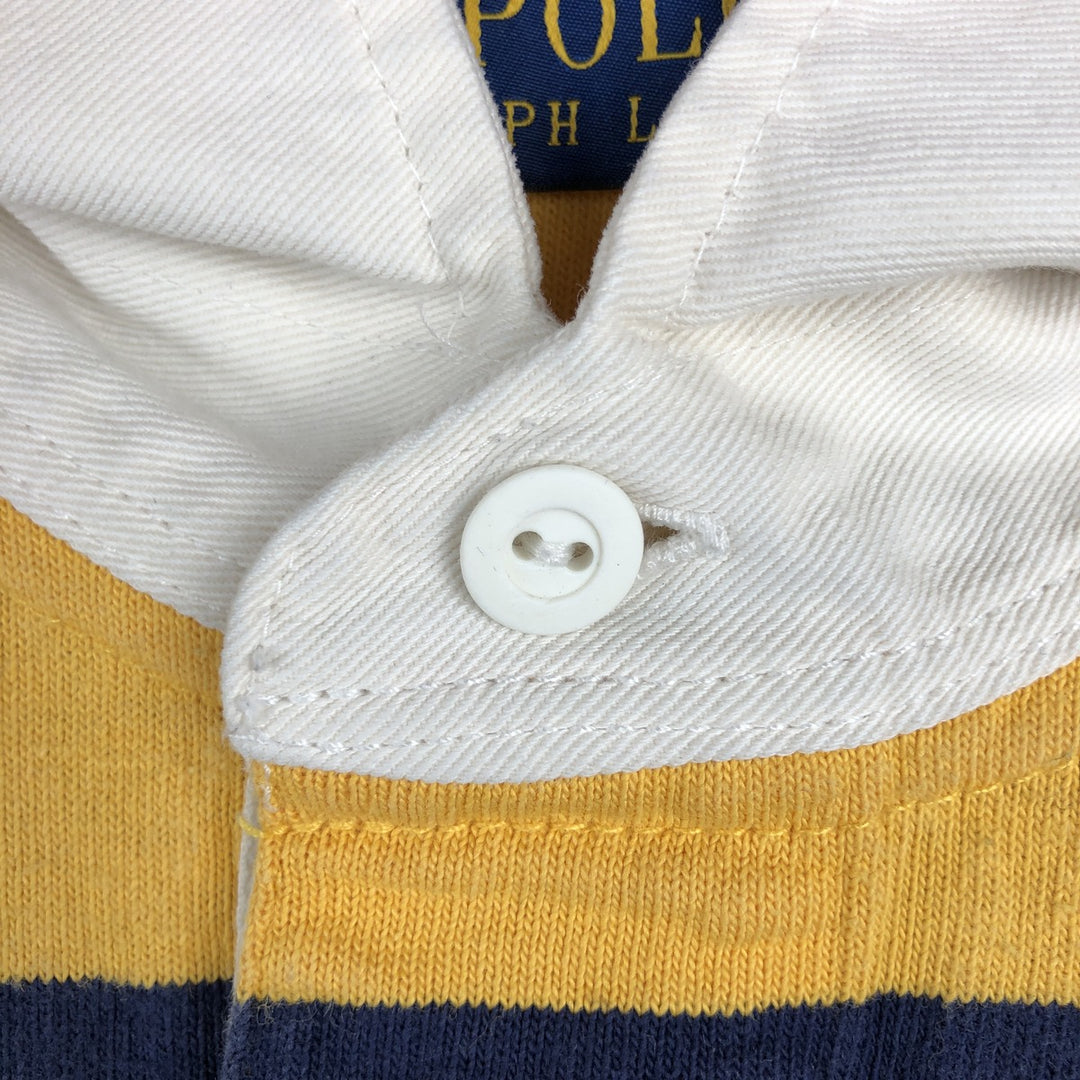 Ralph Lauren POLO RALPH LAUREN Striped Pattern Short-Sleeve Rugby Shirt, Men's Size XXL (approx.) cotton yellow type Vintage Second Hand