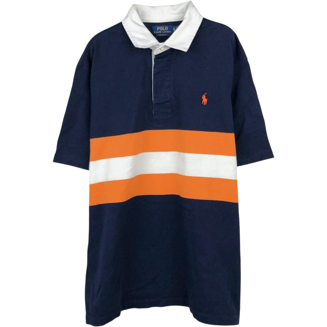Ralph Lauren POLO RALPH LAUREN CLASSIC FIT Short-Sleeve Rugby Shirt, Men's Size XL (approx.) cotton navy blue type Vintage Second Hand