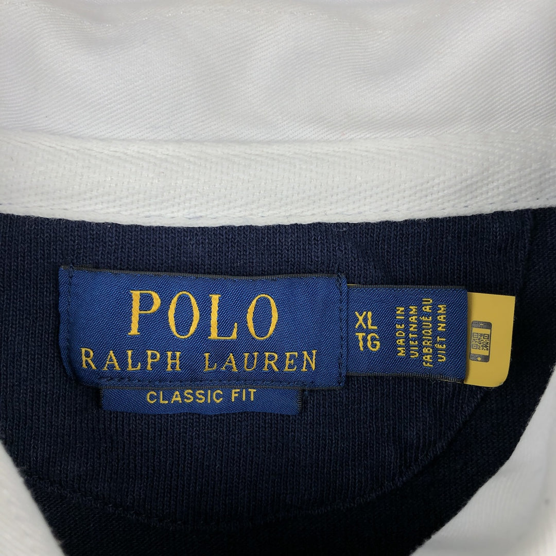 Ralph Lauren POLO RALPH LAUREN CLASSIC FIT Short-Sleeve Rugby Shirt, Men's Size XL (approx.) cotton navy blue type Vintage Second Hand