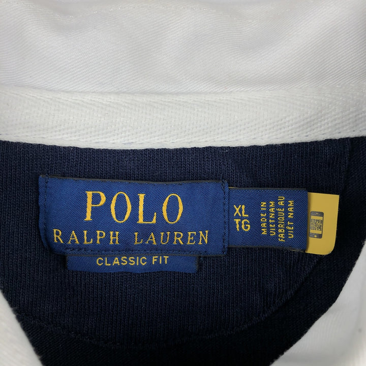 Ralph Lauren POLO RALPH LAUREN CLASSIC FIT Short-Sleeve Rugby Shirt, Men's Size XL (approx.) cotton navy blue type Vintage Second Hand