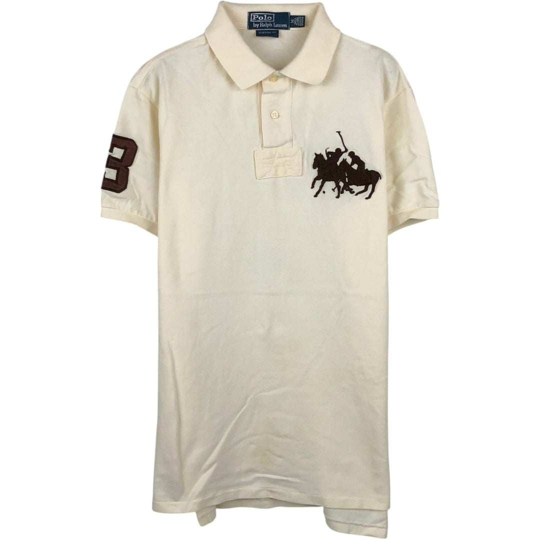 Ralph Lauren POLO by Ralph Lauren Double Pony Short-Sleeve Polo Shirt, Men's Size M (approx.) cotton unbleached Vintage Second Hand