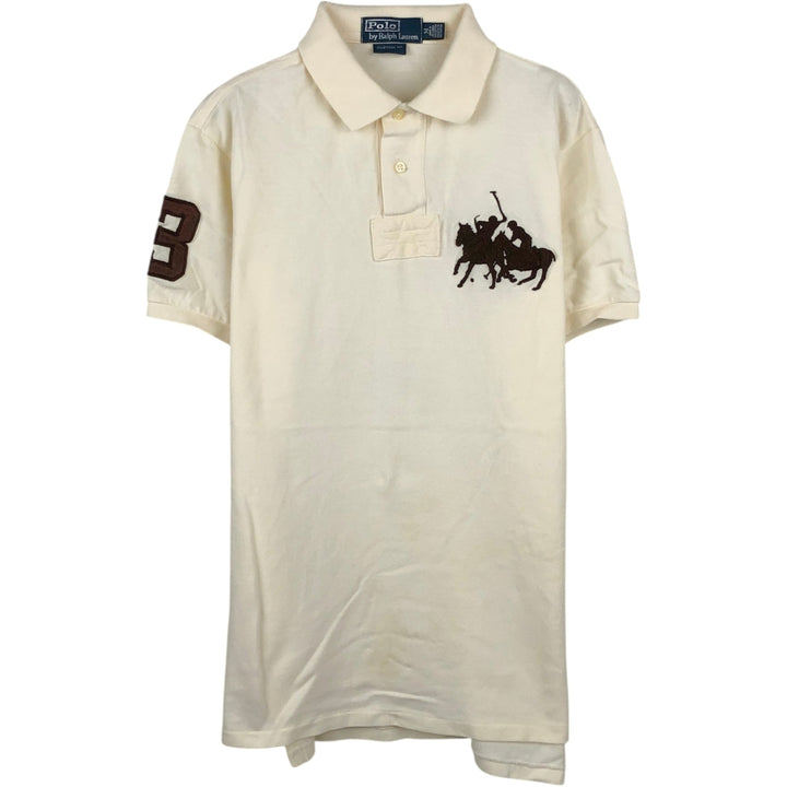 Ralph Lauren POLO by Ralph Lauren Double Pony Short-Sleeve Polo Shirt, Men's Size M (approx.) cotton unbleached Vintage Second Hand