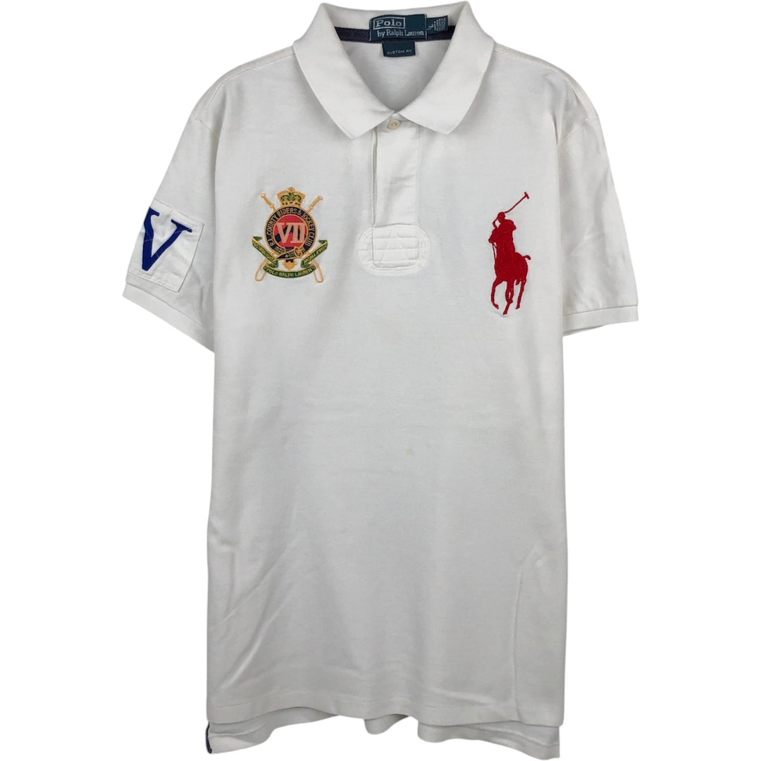 Ralph Lauren POLO by Ralph Lauren CUSTOM FIT Big Pony short sleeve rugby shirt, men's L size cotton white type Vintage Second Hand