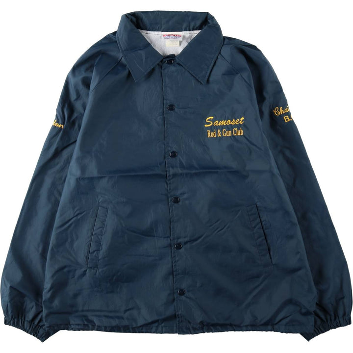 1990'S Hartwell Coach Jacket, Made in USA, Men's XL equivalent. Nylon navy blue type Vintage Second Hand