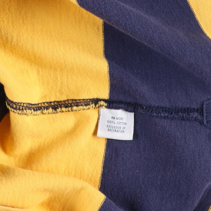 Ralph Lauren POLO RALPH LAUREN CUSTOM FIT Border Pattern Long Sleeve Rugby Shirt Men's L size cotton navy blue type Vintage Second Hand