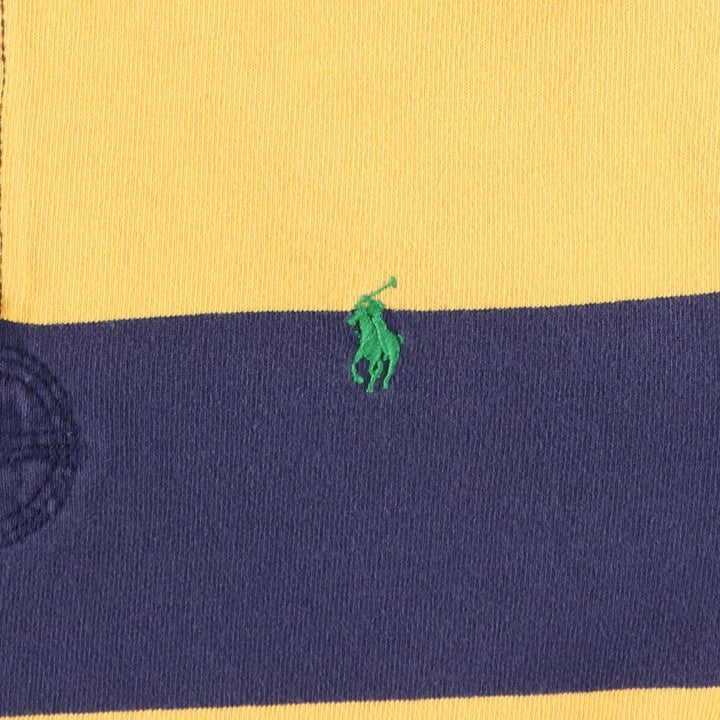 Ralph Lauren POLO RALPH LAUREN CUSTOM FIT Border Pattern Long Sleeve Rugby Shirt Men's L size cotton navy blue type Vintage Second Hand