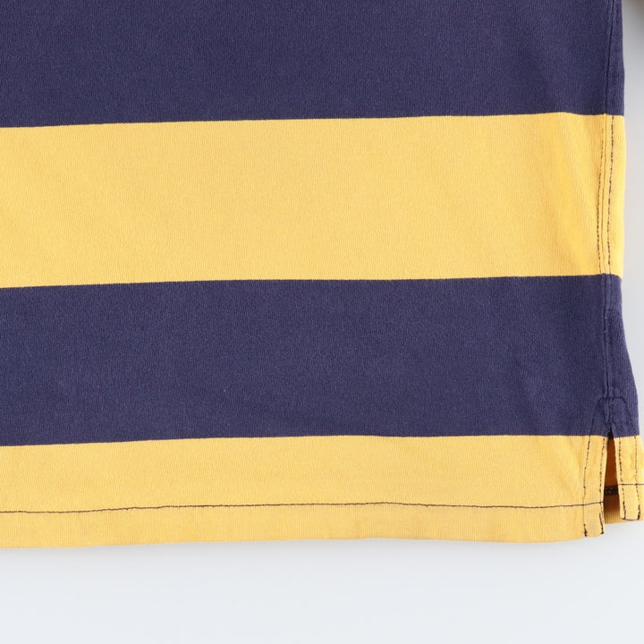 Ralph Lauren POLO RALPH LAUREN CUSTOM FIT Border Pattern Long Sleeve Rugby Shirt Men's L size cotton navy blue type Vintage Second Hand