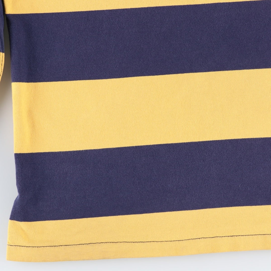 Ralph Lauren POLO RALPH LAUREN CUSTOM FIT Border Pattern Long Sleeve Rugby Shirt Men's L size cotton navy blue type Vintage Second Hand