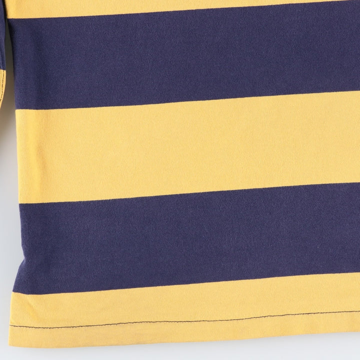 Ralph Lauren POLO RALPH LAUREN CUSTOM FIT Border Pattern Long Sleeve Rugby Shirt Men's L size cotton navy blue type Vintage Second Hand