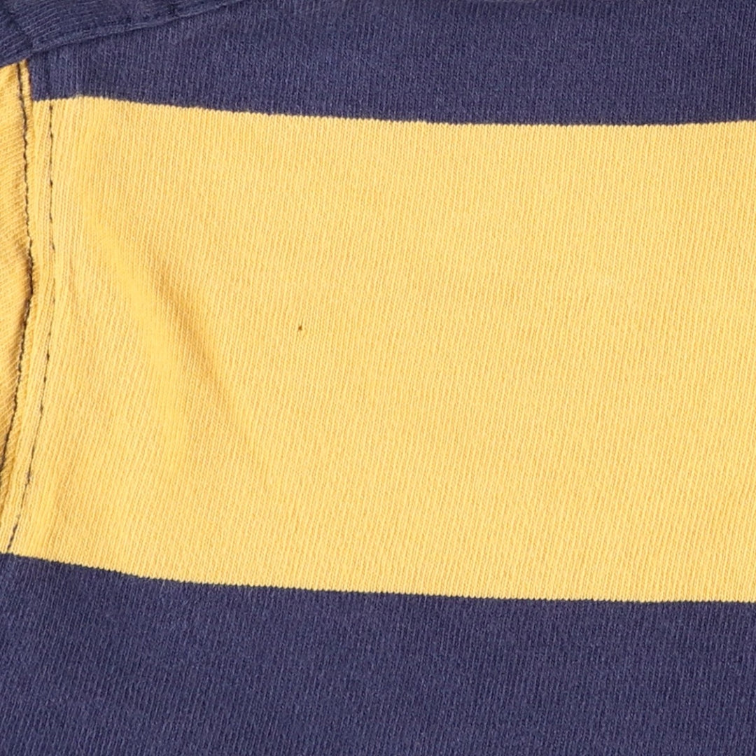Ralph Lauren POLO RALPH LAUREN CUSTOM FIT Border Pattern Long Sleeve Rugby Shirt Men's L size cotton navy blue type Vintage Second Hand