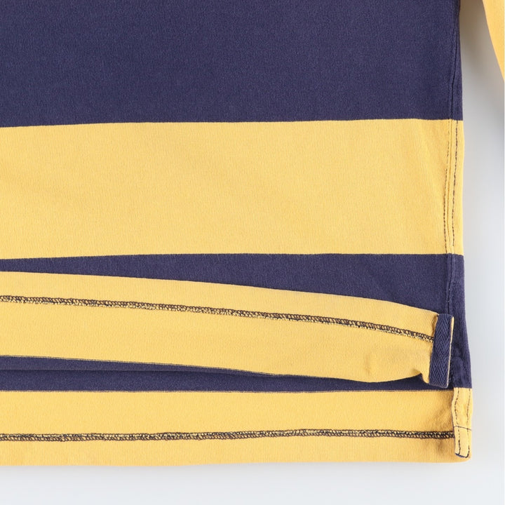 Ralph Lauren POLO RALPH LAUREN CUSTOM FIT Border Pattern Long Sleeve Rugby Shirt Men's L size cotton navy blue type Vintage Second Hand