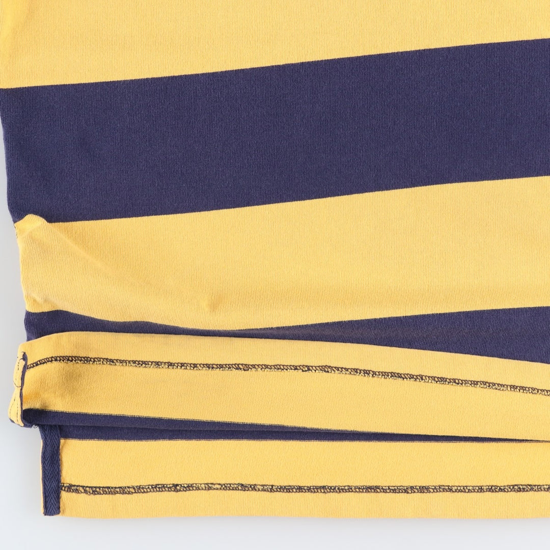 Ralph Lauren POLO RALPH LAUREN CUSTOM FIT Border Pattern Long Sleeve Rugby Shirt Men's L size cotton navy blue type Vintage Second Hand