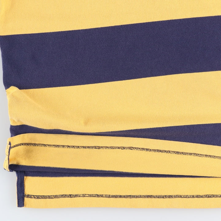 Ralph Lauren POLO RALPH LAUREN CUSTOM FIT Border Pattern Long Sleeve Rugby Shirt Men's L size cotton navy blue type Vintage Second Hand