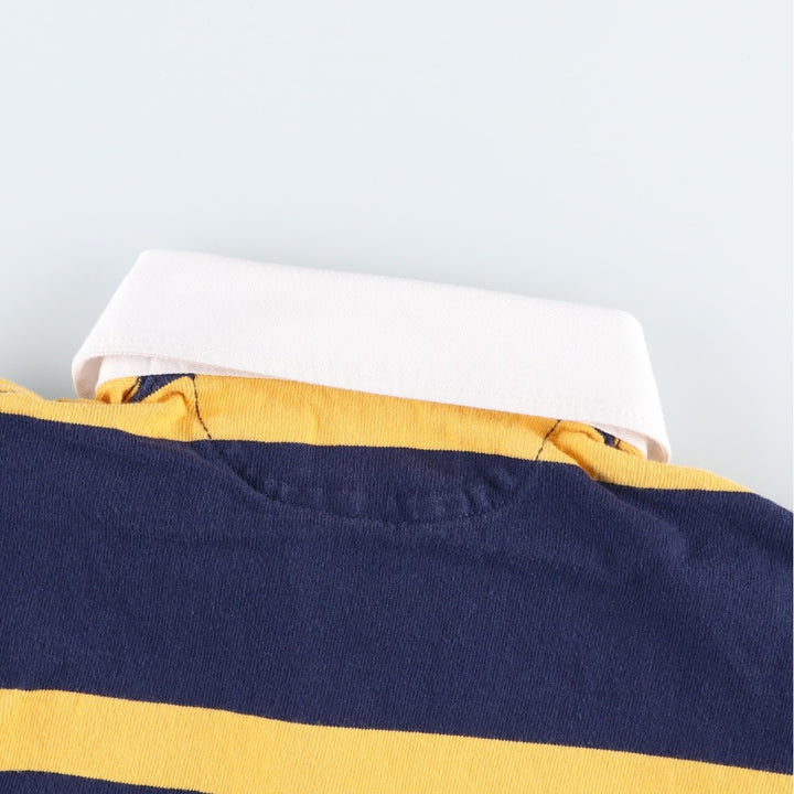 Ralph Lauren POLO RALPH LAUREN CUSTOM SLIM FIT Striped Pattern Long-Sleeve Rugby Shirt, Men's Size M (approx.) cotton navy blue type Vintage Second Hand