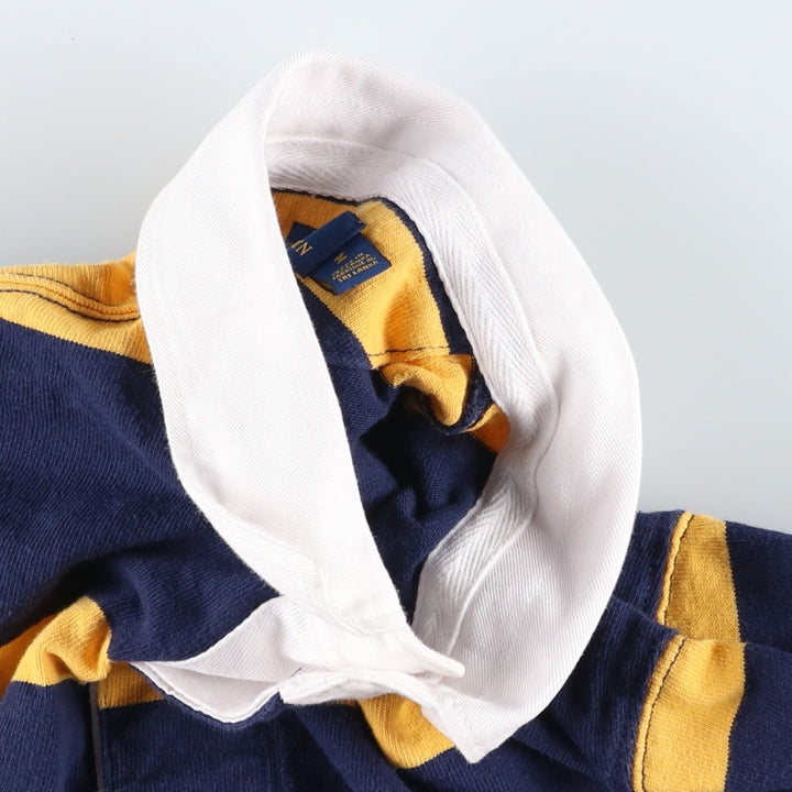 Ralph Lauren POLO RALPH LAUREN CUSTOM SLIM FIT Striped Pattern Long-Sleeve Rugby Shirt, Men's Size M (approx.) cotton navy blue type Vintage Second Hand
