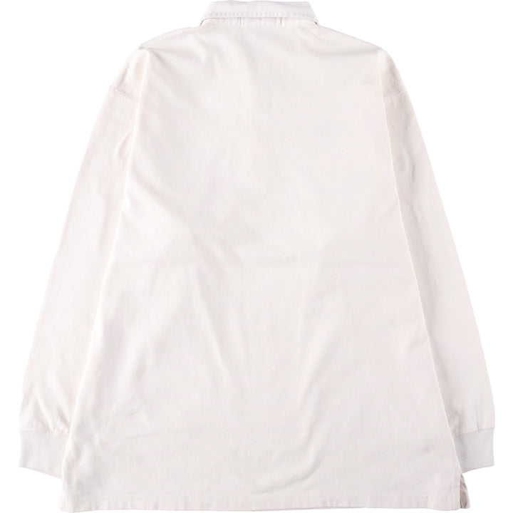 1990'S Ralph Lauren POLO SPORT Long-Sleeve Rugby Shirt, Men's Size L (approx.), Vintage cotton ivory Vintage Second Hand