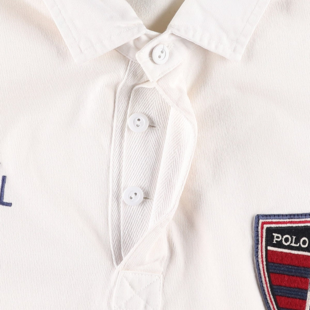 1990'S Ralph Lauren POLO SPORT Long-Sleeve Rugby Shirt, Men's Size L (approx.), Vintage cotton ivory Vintage Second Hand