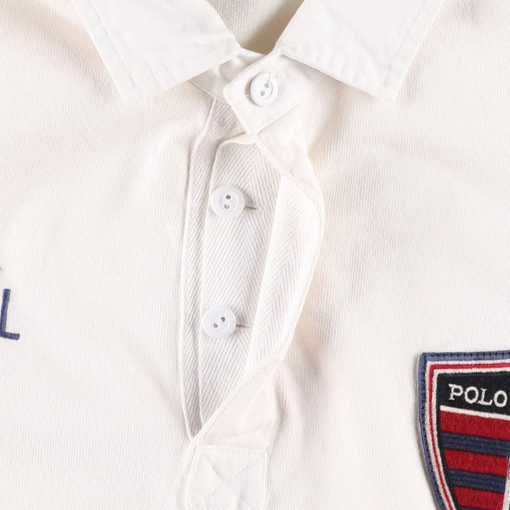1990'S Ralph Lauren POLO SPORT Long-Sleeve Rugby Shirt, Men's Size L (approx.), Vintage cotton ivory Vintage Second Hand