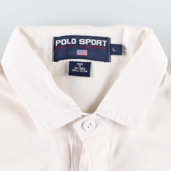 1990'S Ralph Lauren POLO SPORT Long-Sleeve Rugby Shirt, Men's Size L (approx.), Vintage cotton ivory Vintage Second Hand