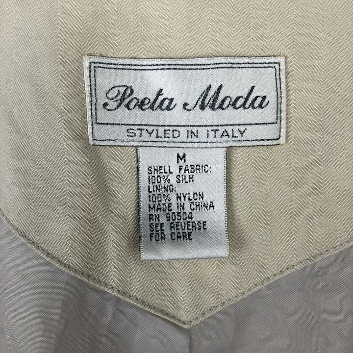 Poeta Moda Silk Blouson, Men's Size M (Equivalent), Vintage silk Beige type Vintage Second Hand