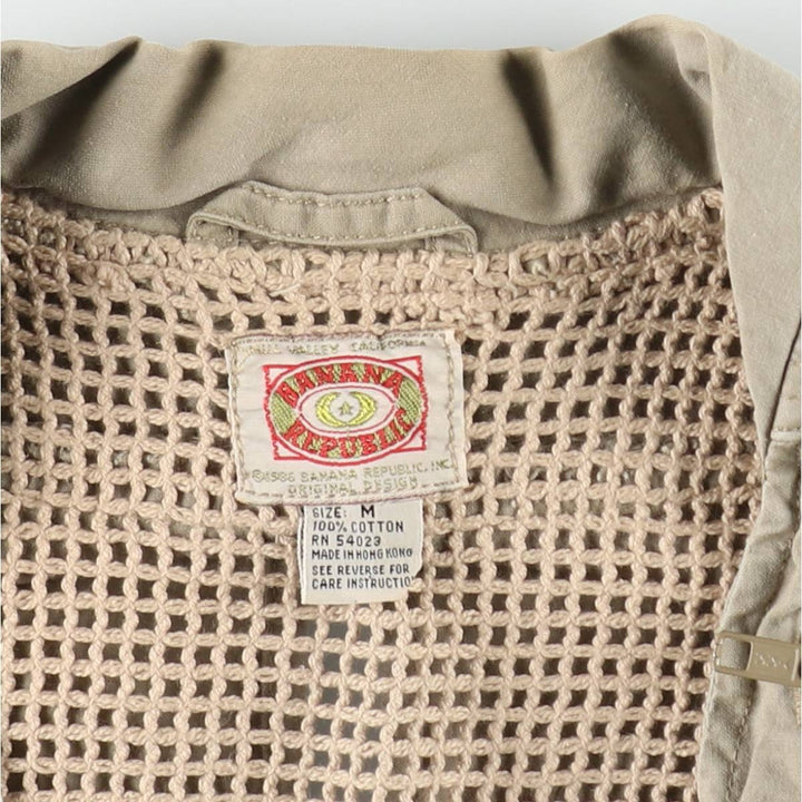 80'S Banana Republic Safari Vest, Men's M Size, Vintage cotton Beige type Vintage Second Hand