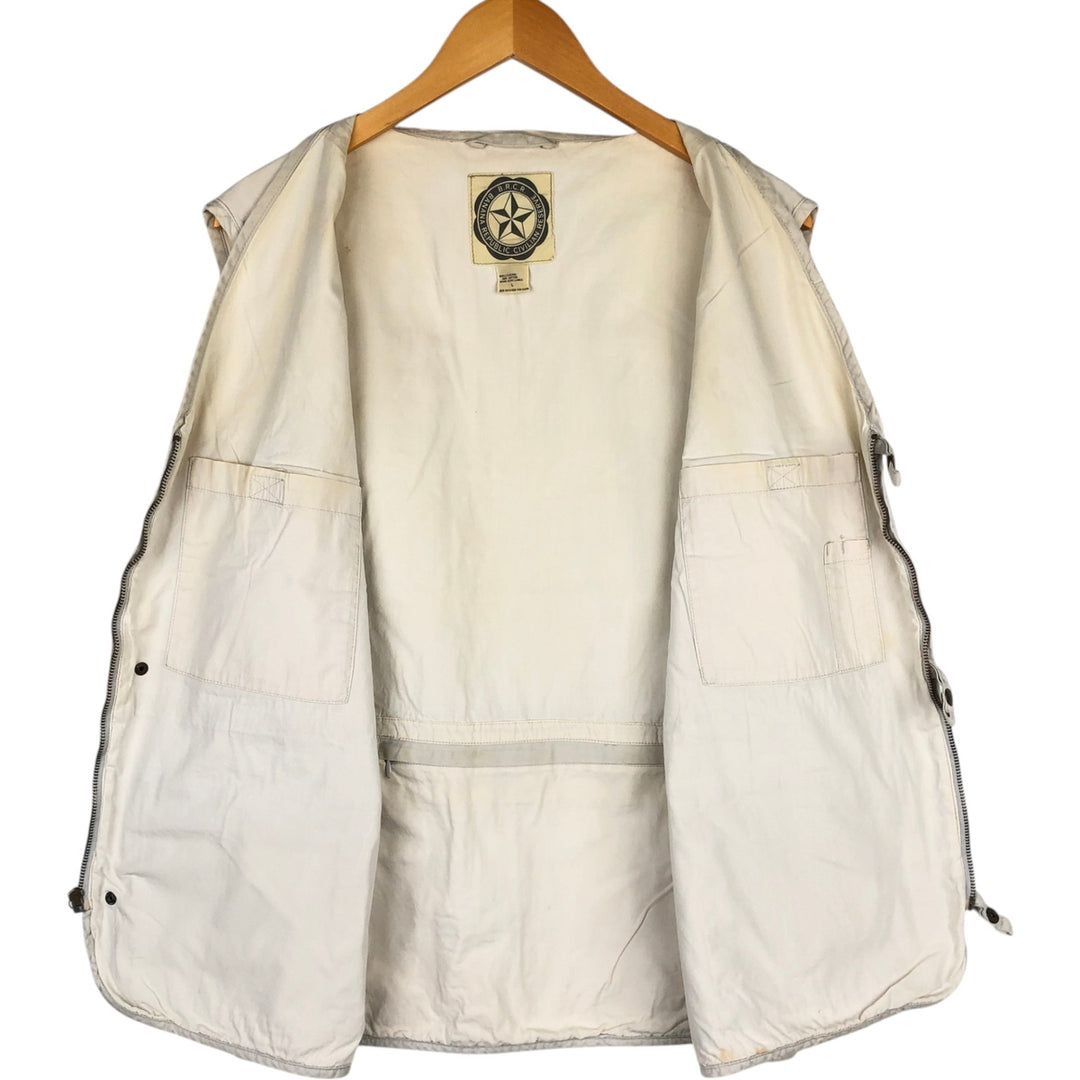 80s-90'S Banana Republic Civilian Reserve Safari Vest, Men's Size L (approx.), Vintage cotton ivory Vintage Second Hand