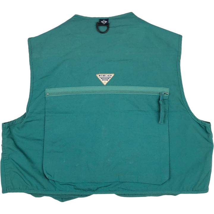 1990'S Columbia PFG White Tag Fishing Vest, Men's Size L (approx.), Vintage unclear green type Vintage Second Hand