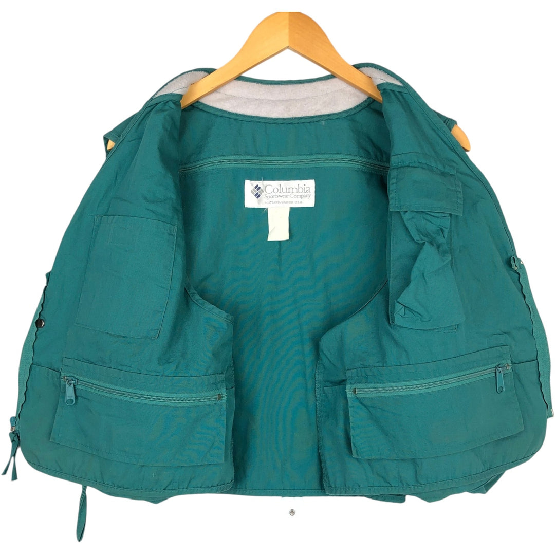 1990'S Columbia PFG White Tag Fishing Vest, Men's Size L (approx.), Vintage unclear green type Vintage Second Hand