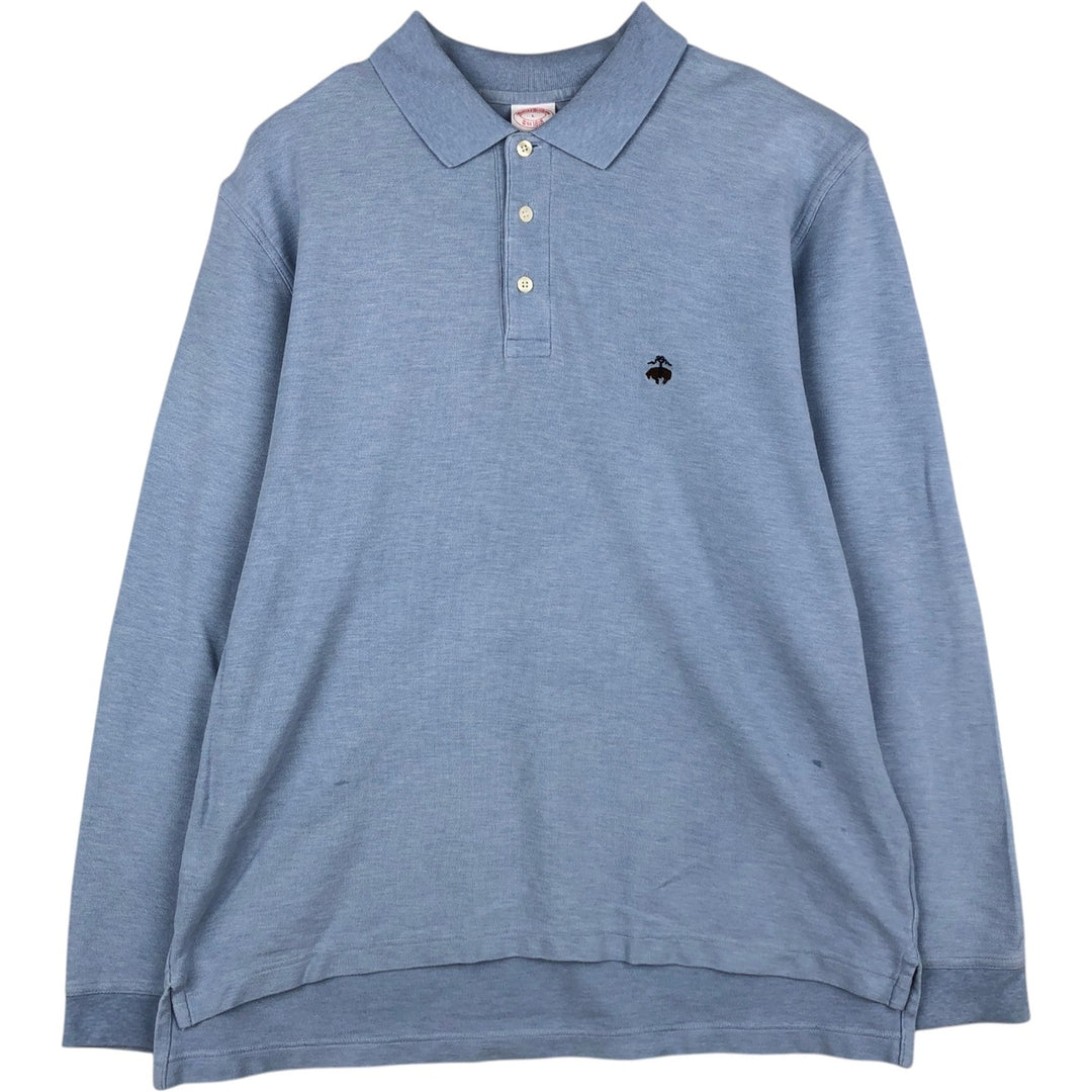 Brooks Brothers Est. 1818 Men's Long Sleeve Polo Shirt, Size L cotton Blue type light blue Vintage Second Hand