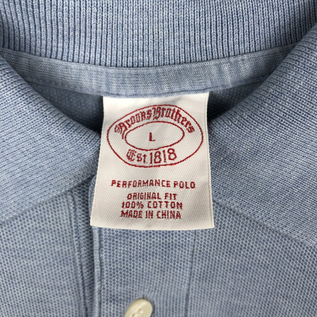 Brooks Brothers Est. 1818 Men's Long Sleeve Polo Shirt, Size L cotton Blue type light blue Vintage Second Hand