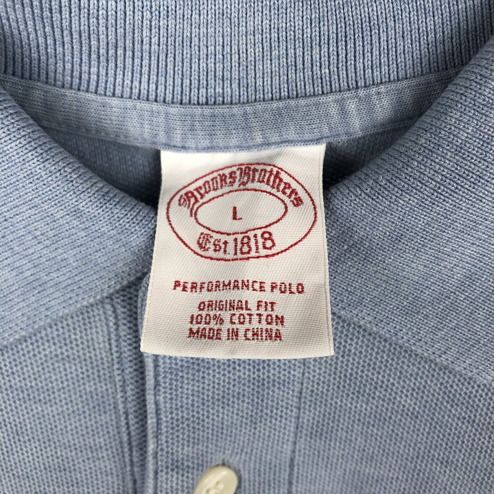 Brooks Brothers Est. 1818 Men's Long Sleeve Polo Shirt, Size L cotton Blue type light blue Vintage Second Hand