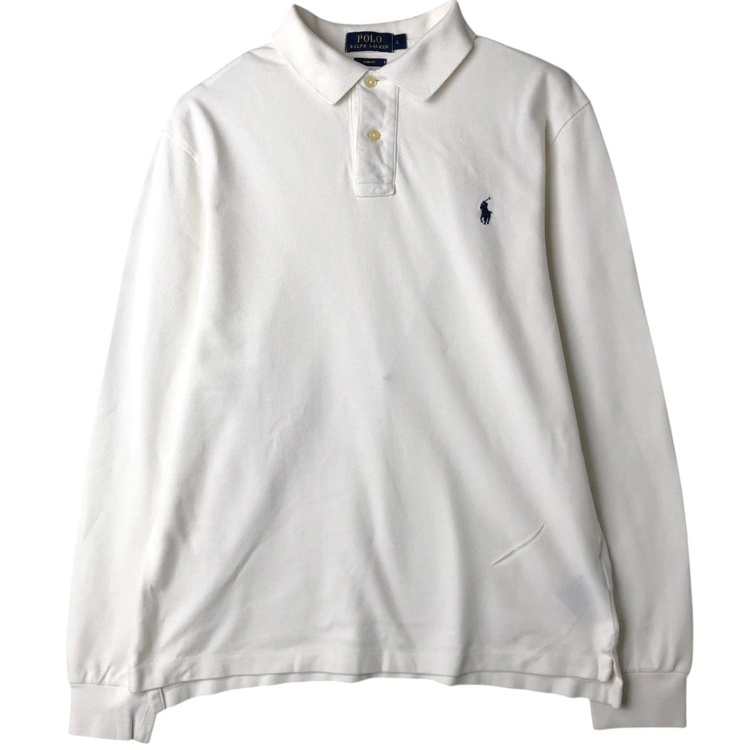 Ralph Lauren POLO RALPH LAUREN long-sleeved polo shirt, men's size L cotton white type Vintage Second Hand