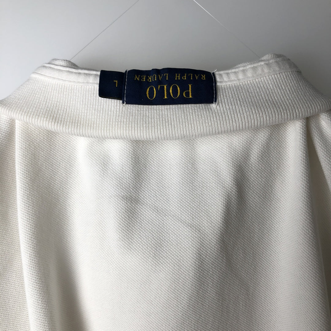 Ralph Lauren POLO RALPH LAUREN long-sleeved polo shirt, men's size L cotton white type Vintage Second Hand