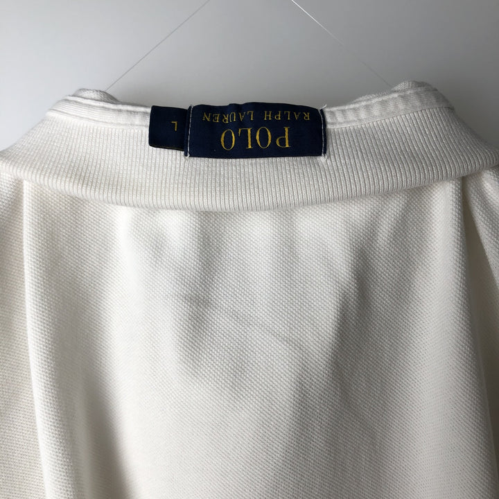 Ralph Lauren POLO RALPH LAUREN long-sleeved polo shirt, men's size L cotton white type Vintage Second Hand