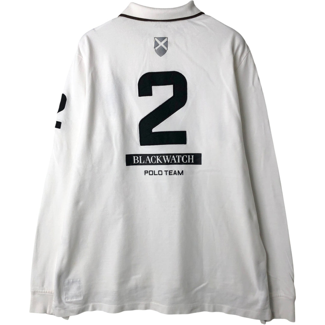 Ralph Lauren POLO RALPH LAUREN CUSTOM FIT Big Pony Long-Sleeve Polo Shirt, Men's Size XL (approx.) cotton white type Vintage Second Hand