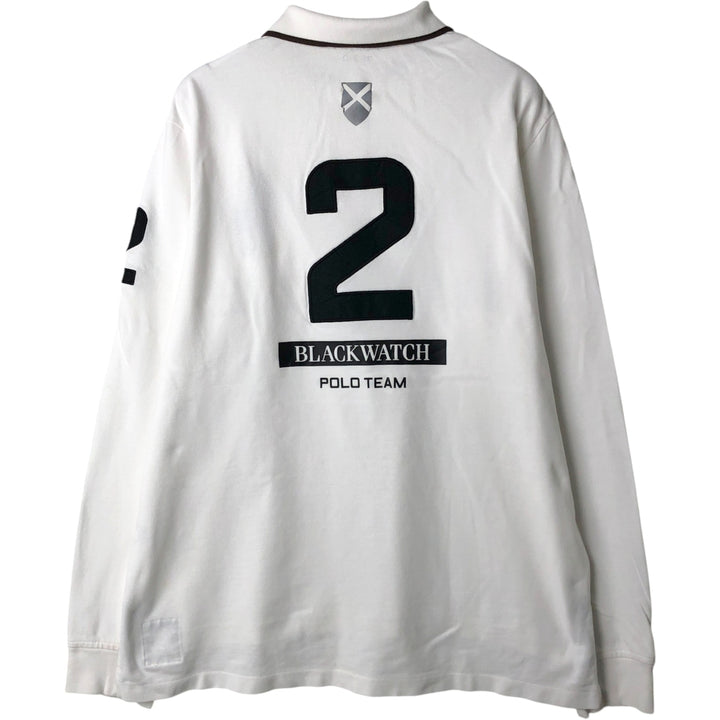 Ralph Lauren POLO RALPH LAUREN CUSTOM FIT Big Pony Long-Sleeve Polo Shirt, Men's Size XL (approx.) cotton white type Vintage Second Hand