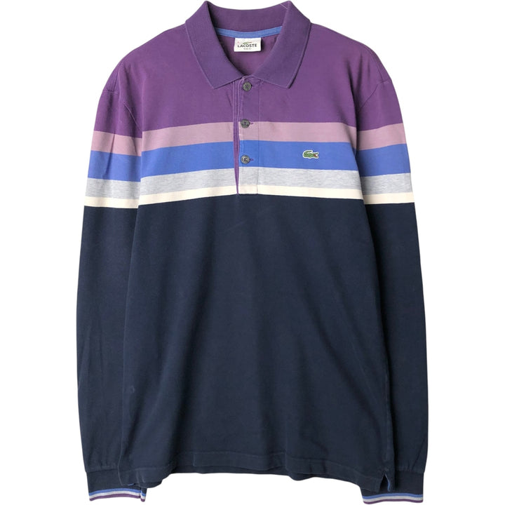 Lacoste SLIM FIT Long-Sleeve Polo Shirt, Men's Size M (approx.) cotton navy blue type Vintage Second Hand