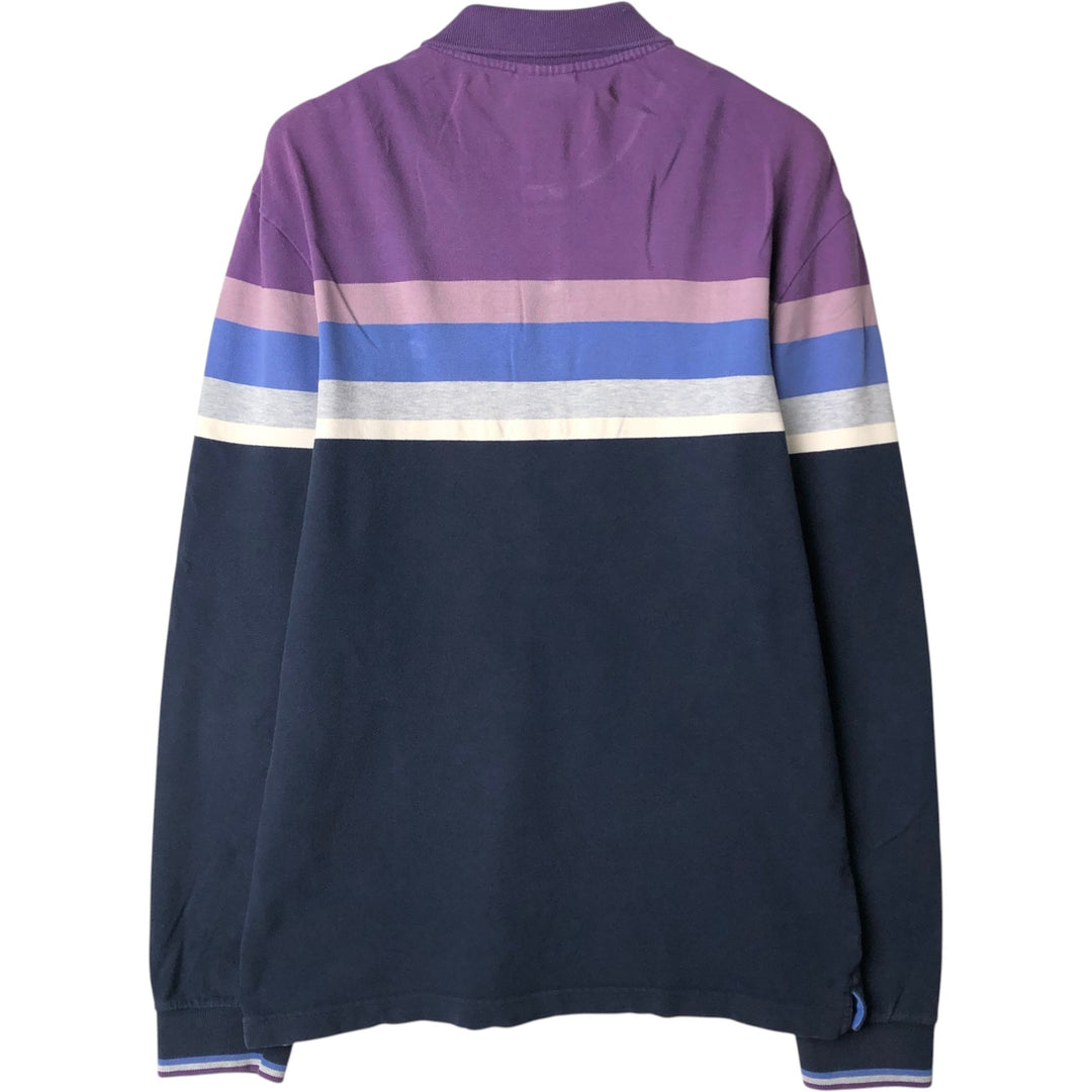 Lacoste SLIM FIT Long-Sleeve Polo Shirt, Men's Size M (approx.) cotton navy blue type Vintage Second Hand