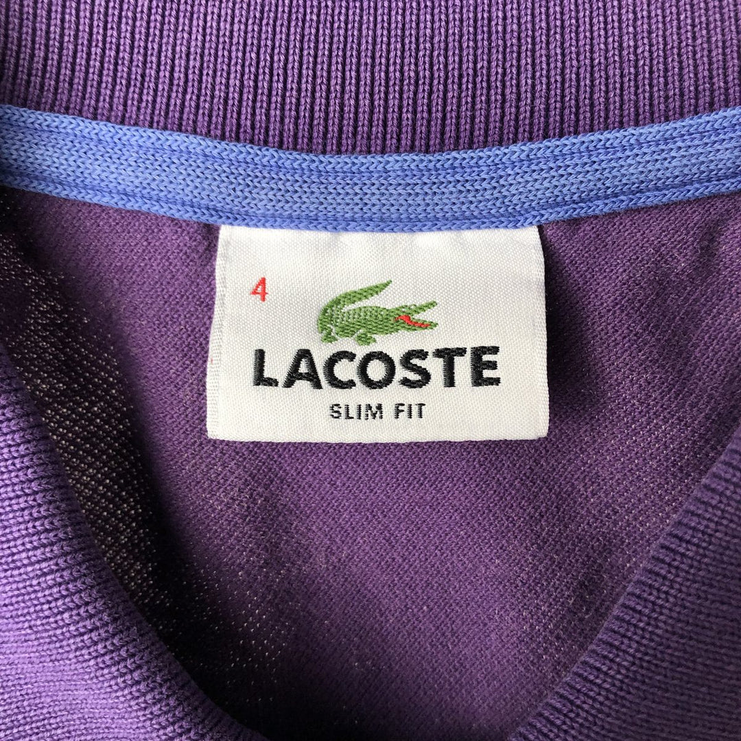 Lacoste SLIM FIT Long-Sleeve Polo Shirt, Men's Size M (approx.) cotton navy blue type Vintage Second Hand