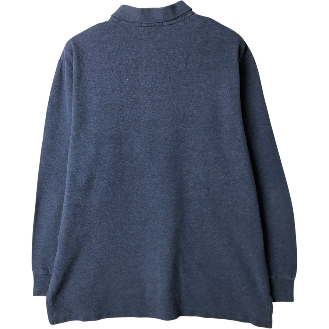 Ralph Lauren POLO RALPH LAUREN Long-Sleeve Polo Shirt, Men's Size L (approx.) cotton navy blue type Vintage Second Hand