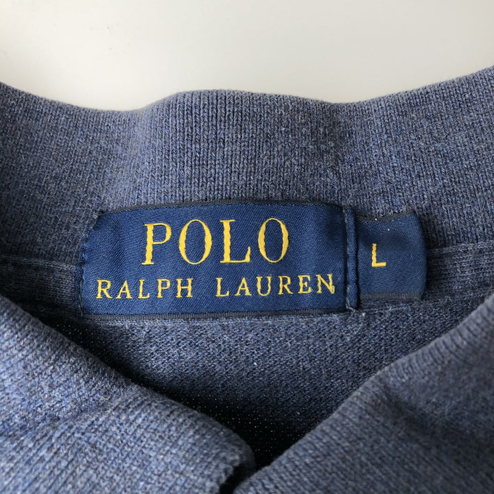Ralph Lauren POLO RALPH LAUREN Long-Sleeve Polo Shirt, Men's Size L (approx.) cotton navy blue type Vintage Second Hand