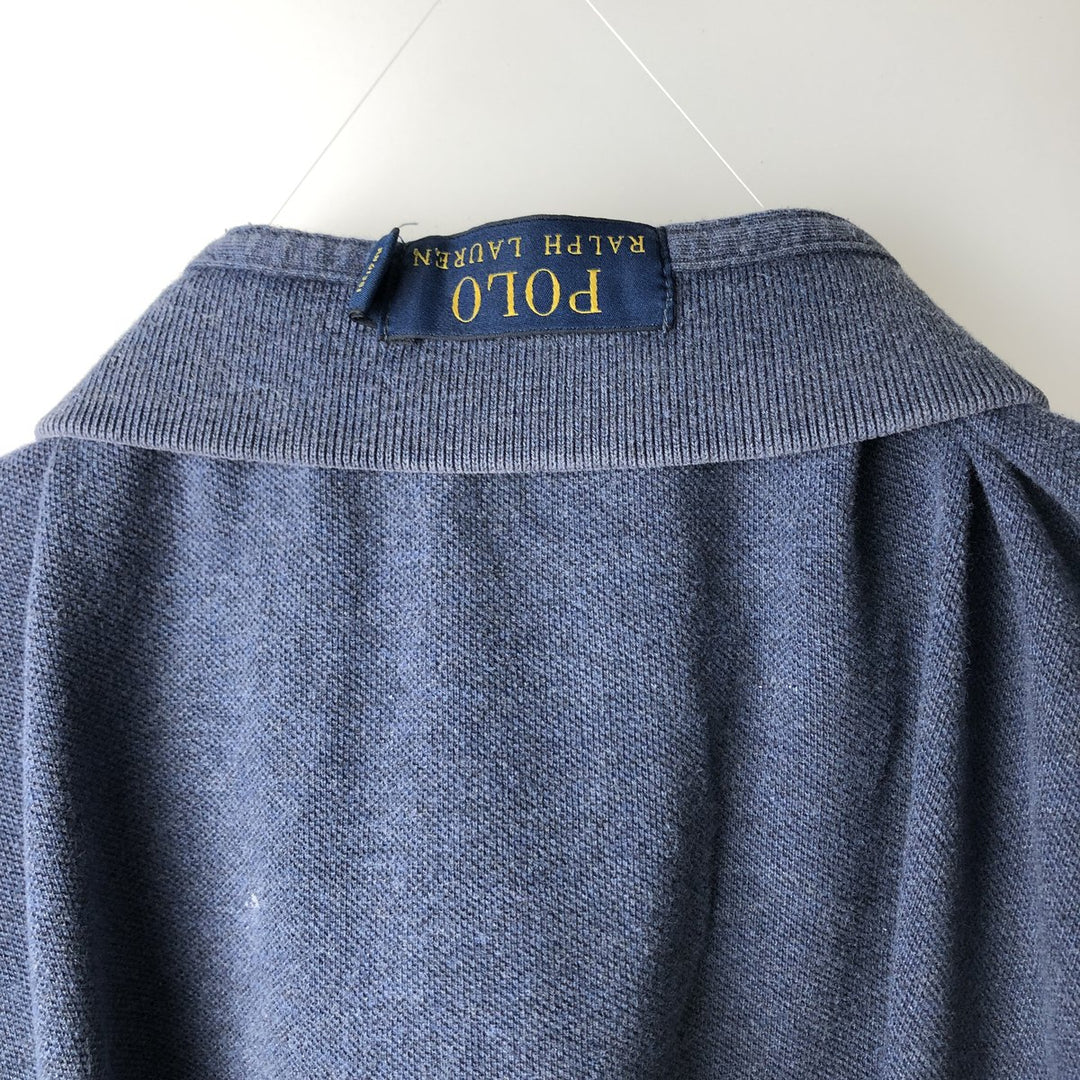 Ralph Lauren POLO RALPH LAUREN Long-Sleeve Polo Shirt, Men's Size L (approx.) cotton navy blue type Vintage Second Hand