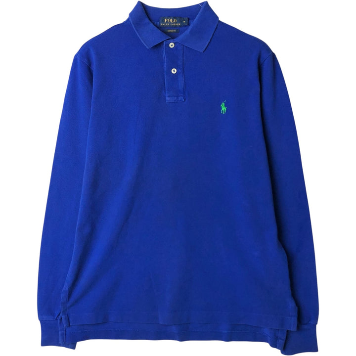 Ralph Lauren POLO RALPH LAUREN CUSTOM FIT long-sleeved polo shirt, men's size M cotton blue type Vintage Second Hand