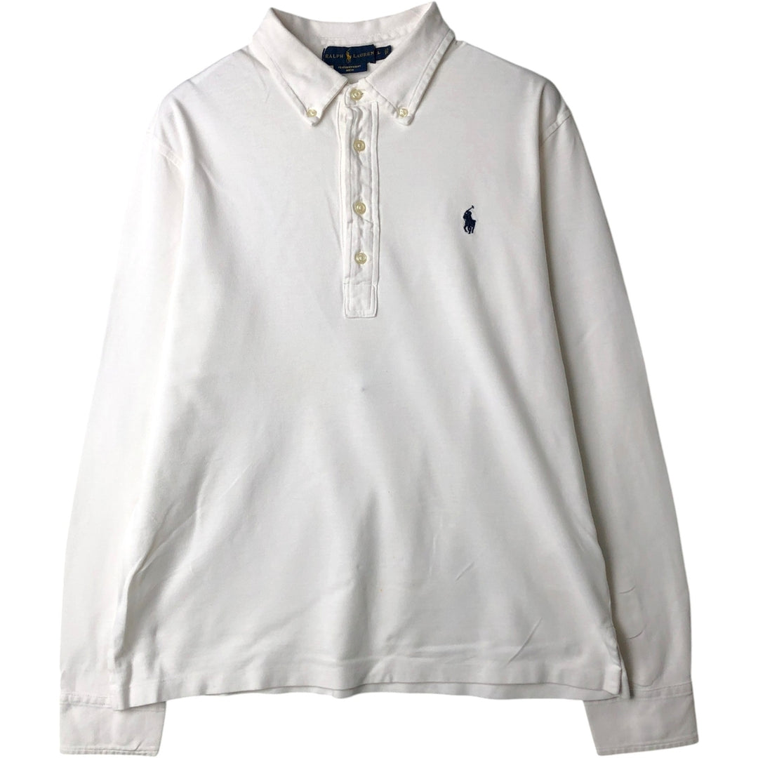 Ralph Lauren long sleeve polo shirt, size L for men cotton white type Vintage Second Hand