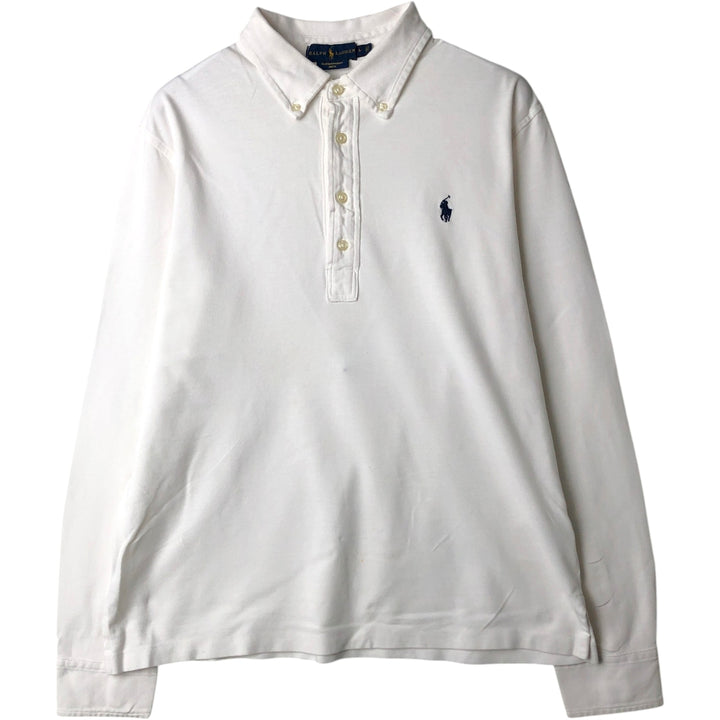 Ralph Lauren long sleeve polo shirt, size L for men cotton white type Vintage Second Hand