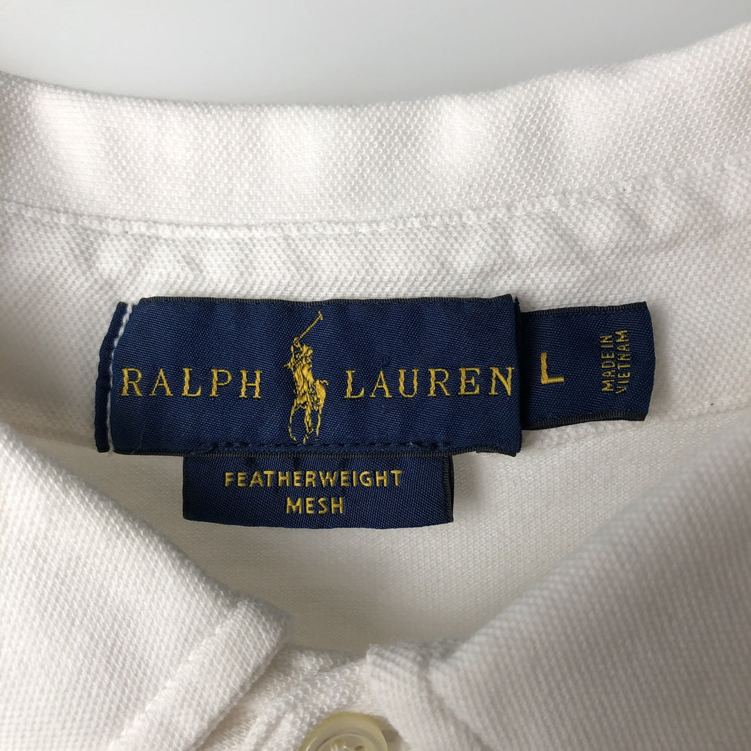 Ralph Lauren long sleeve polo shirt, size L for men cotton white type Vintage Second Hand