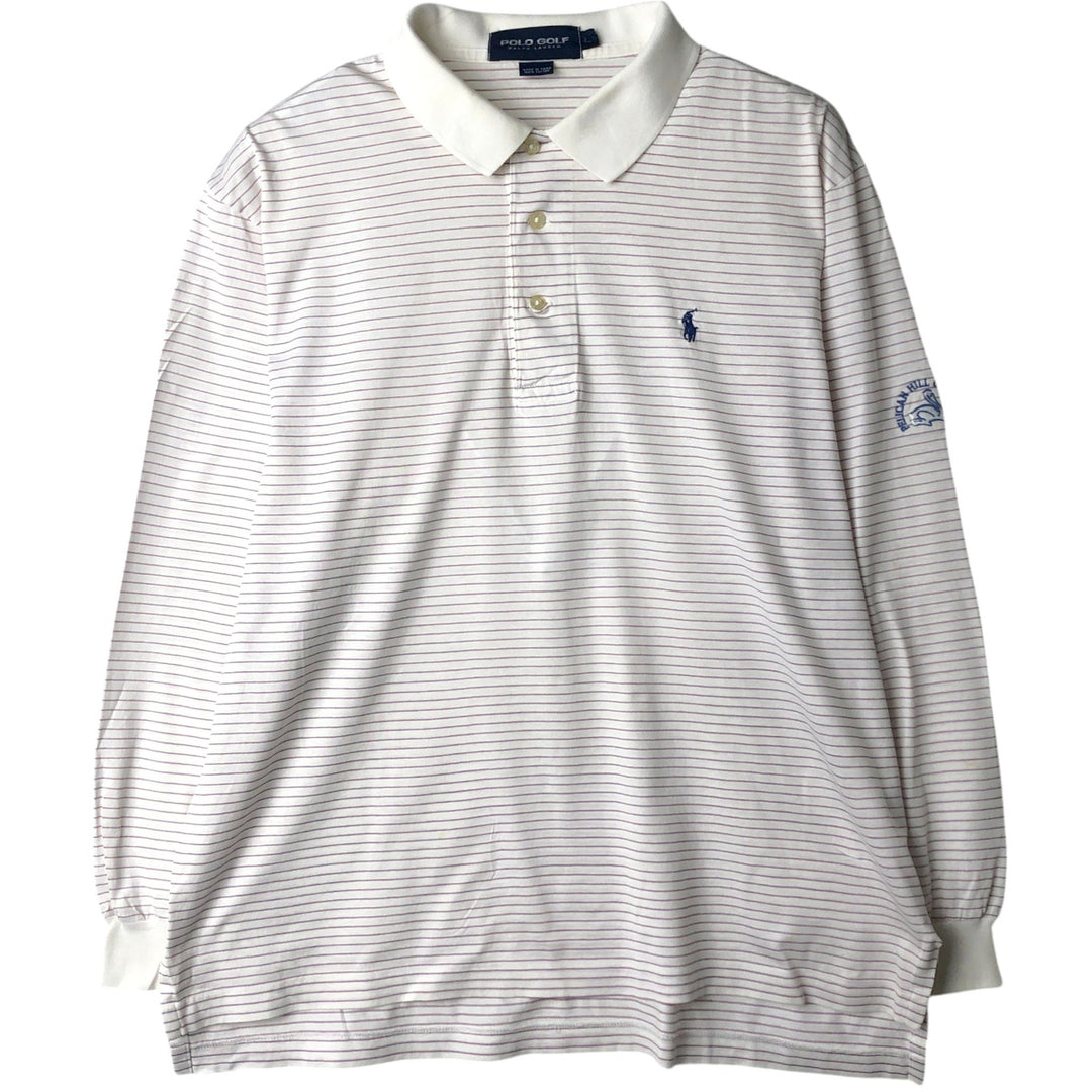 Ralph Lauren POLO GOLF Short Sleeve Striped Polo Shirt Men's Size L cotton white type Vintage Second Hand
