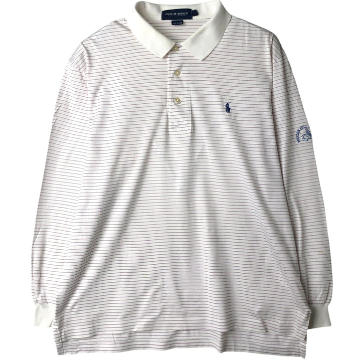 Ralph Lauren POLO GOLF Short Sleeve Striped Polo Shirt Men's Size L cotton white type Vintage Second Hand
