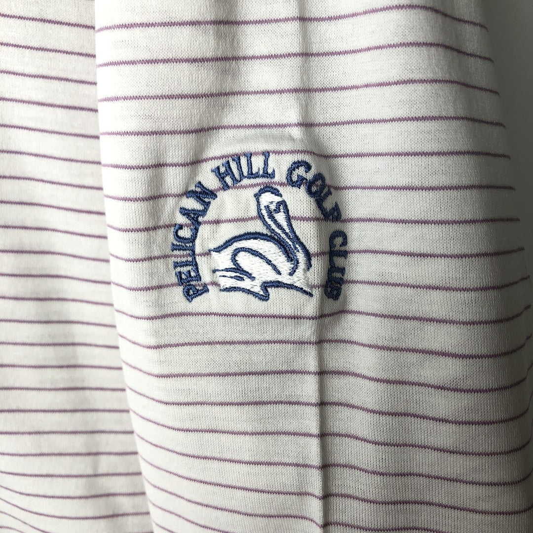 Ralph Lauren POLO GOLF Short Sleeve Striped Polo Shirt Men's Size L cotton white type Vintage Second Hand
